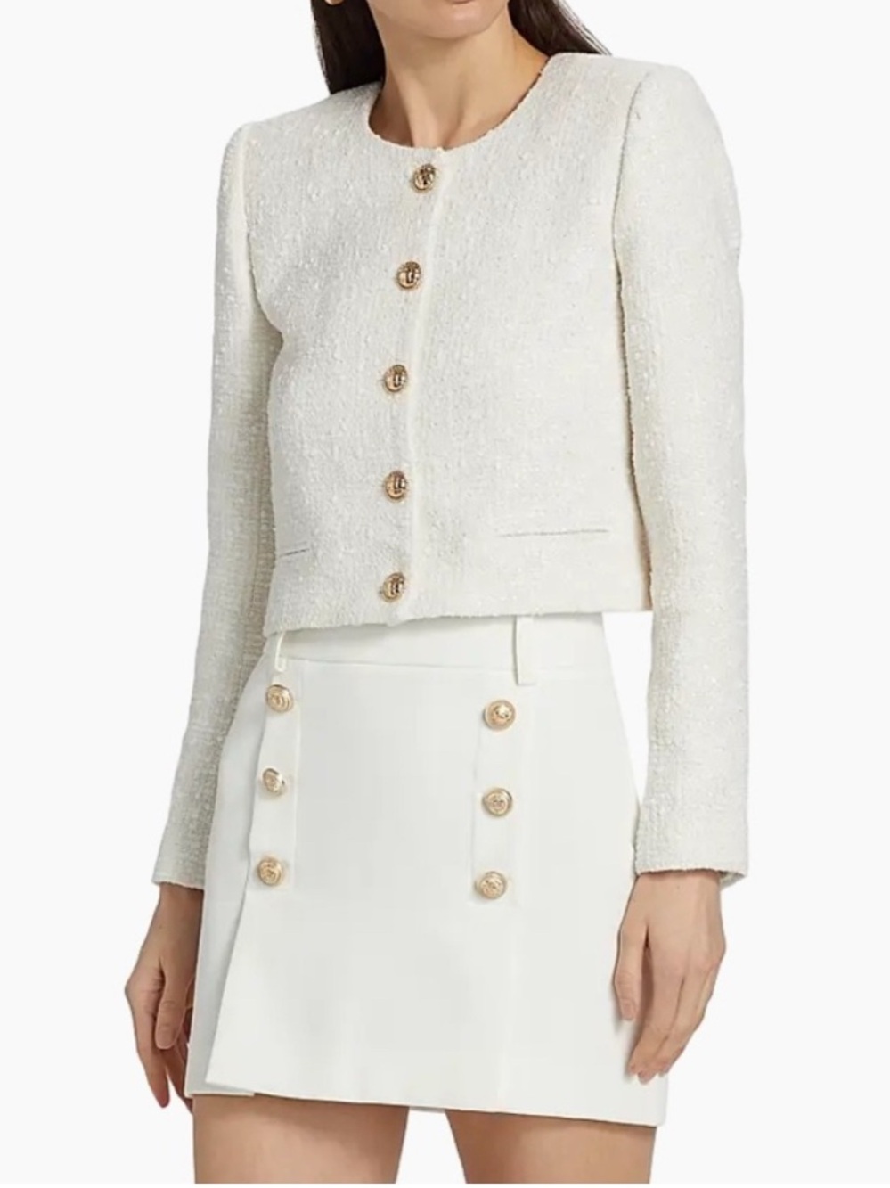 Generation Love Imogen White A-line Mini Skirt with Gold Buttons - Picture 3 of 7